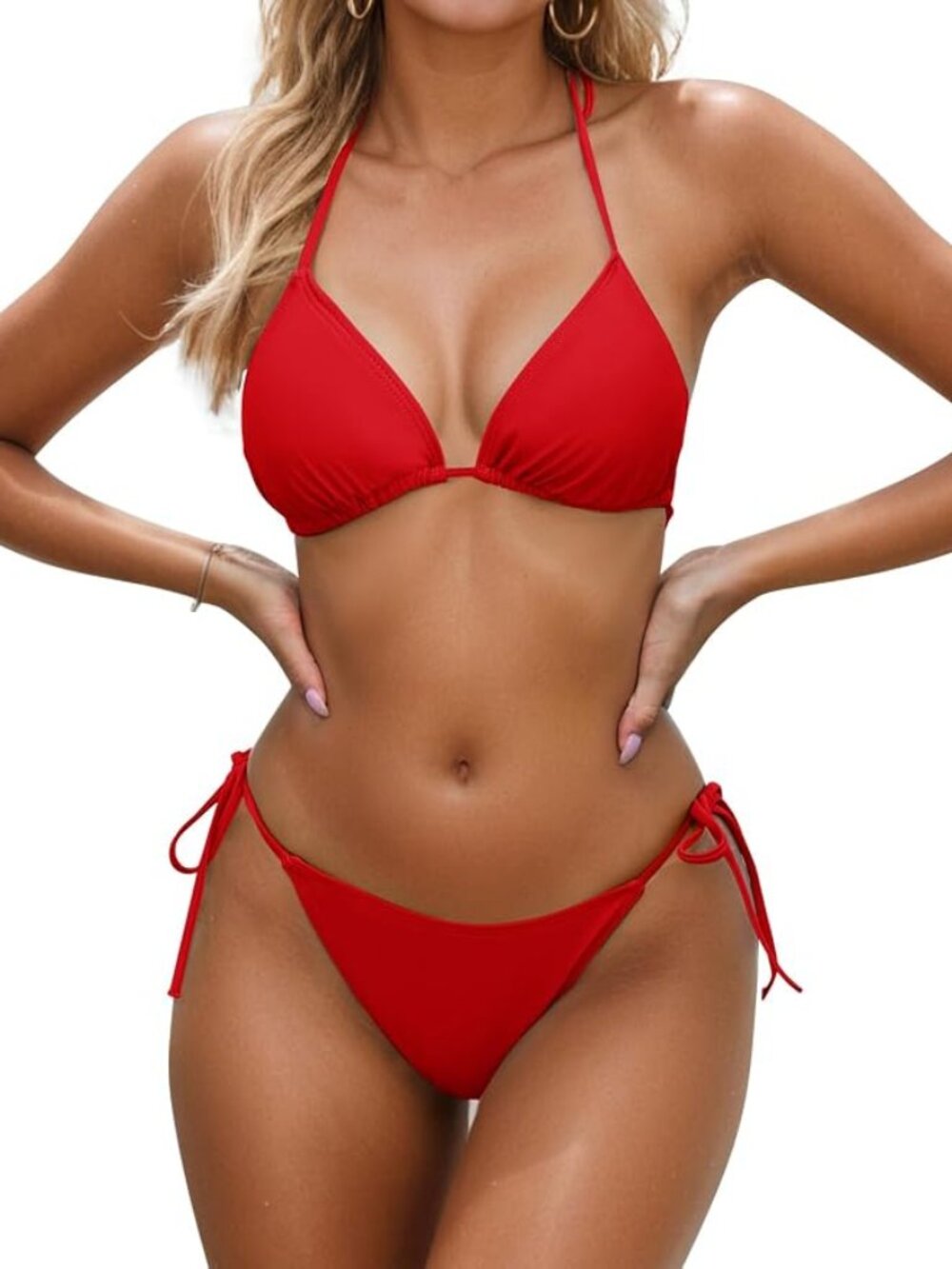❤️👙 Zuvebamyo Triangle String Bikini Set Red XS NWT